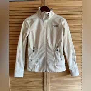 ❄️The North Face Soft Shell White Moto Style Jacket Size Small Fleece Lined